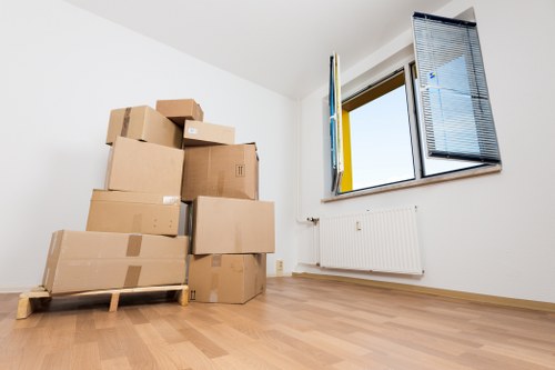 Furniture and boxes being loaded for a Pimlico move