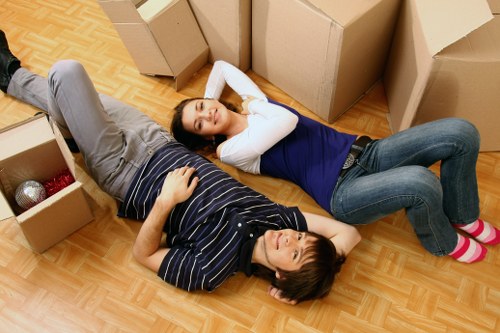 Residential flat removal support in Pimlico with boxes and furniture