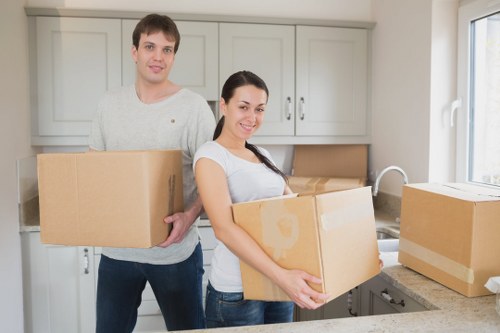 Business relocation crew unloading items at a Pimlico office